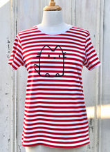 Load image into Gallery viewer, Ladies Tee - Cat - Red Stripe