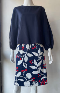 Berries, A-line skirt - Navy