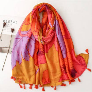 Cotton Scarf - Tangerine Bloom