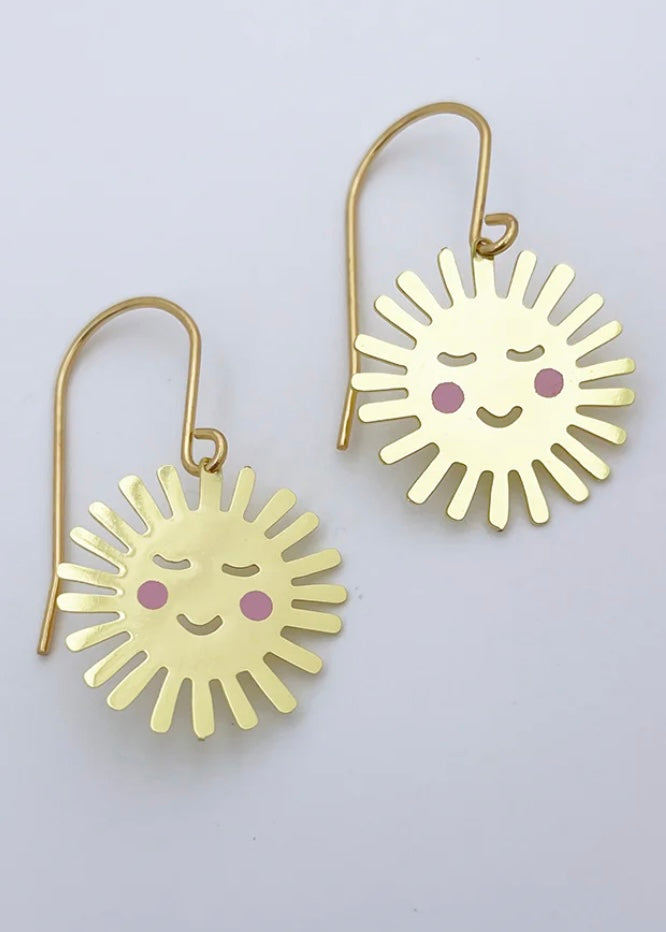 Mini Sun Dangles - Gold/Pink