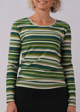 Load image into Gallery viewer, Long Sleeve Tee - Stripey Green Size S