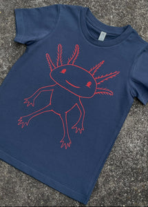 Kids tee - Axolotl/Blue