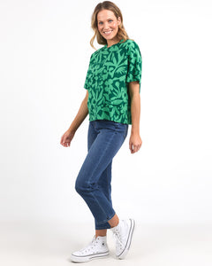 Stencil Floral Tee - Green