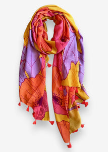 Cotton Scarf - Tangerine Bloom