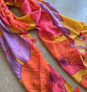 Cotton Scarf - Tangerine Bloom