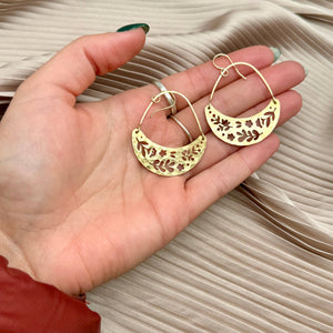 Forest Moon Earrings, Gold