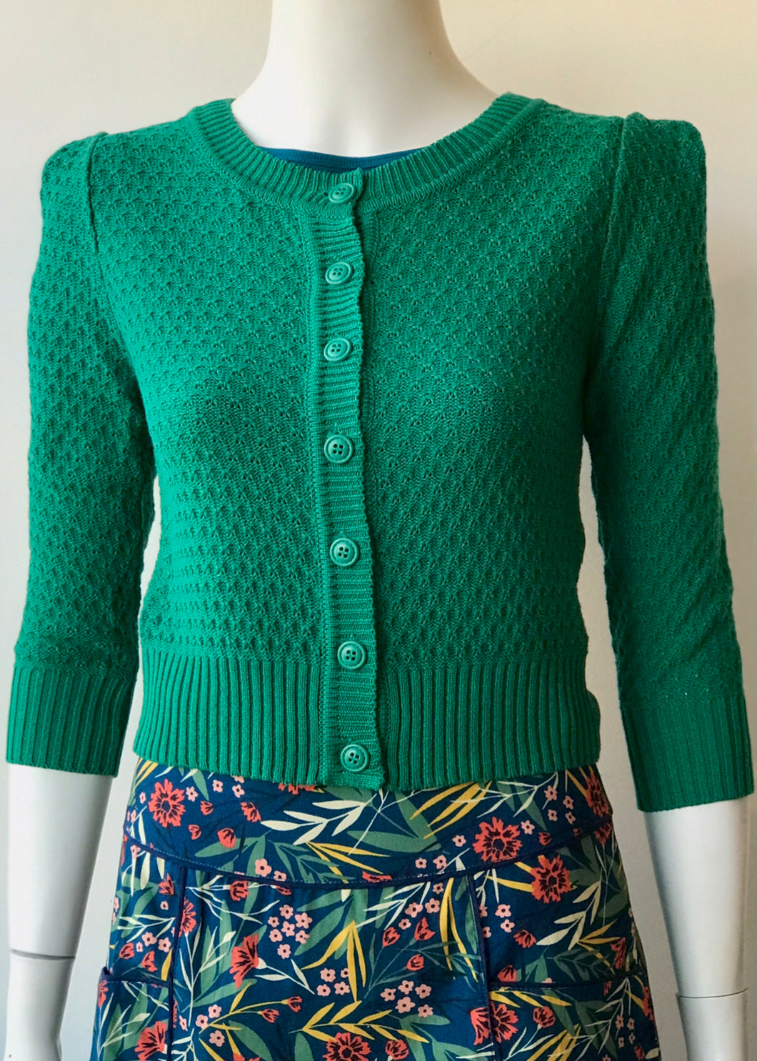 3/4 Sleeve Cardi - Kelly Green