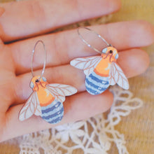 Load image into Gallery viewer, Blue Banded Bee Earrings