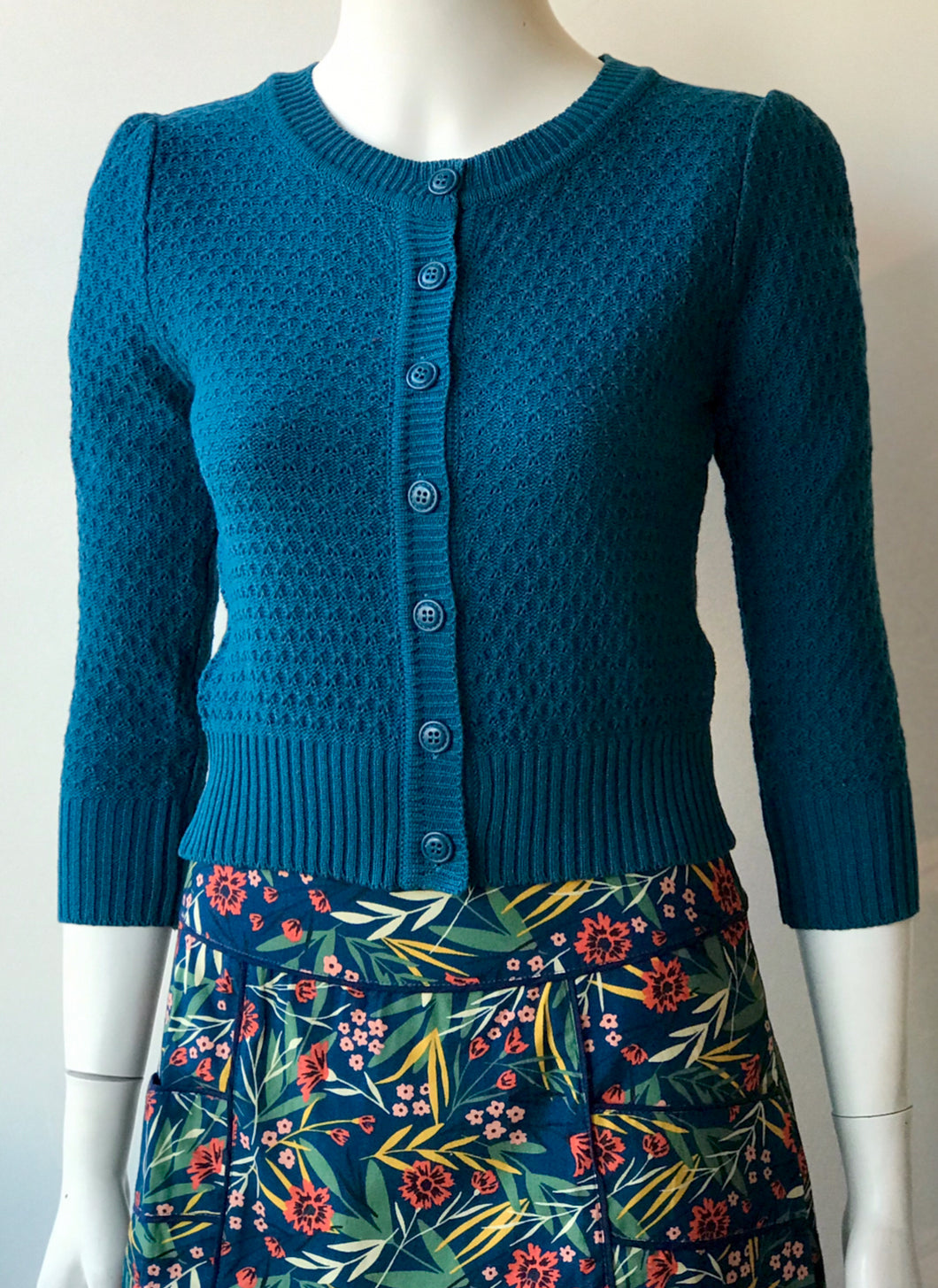 3/4 Sleeve Cardi - Teal Blue