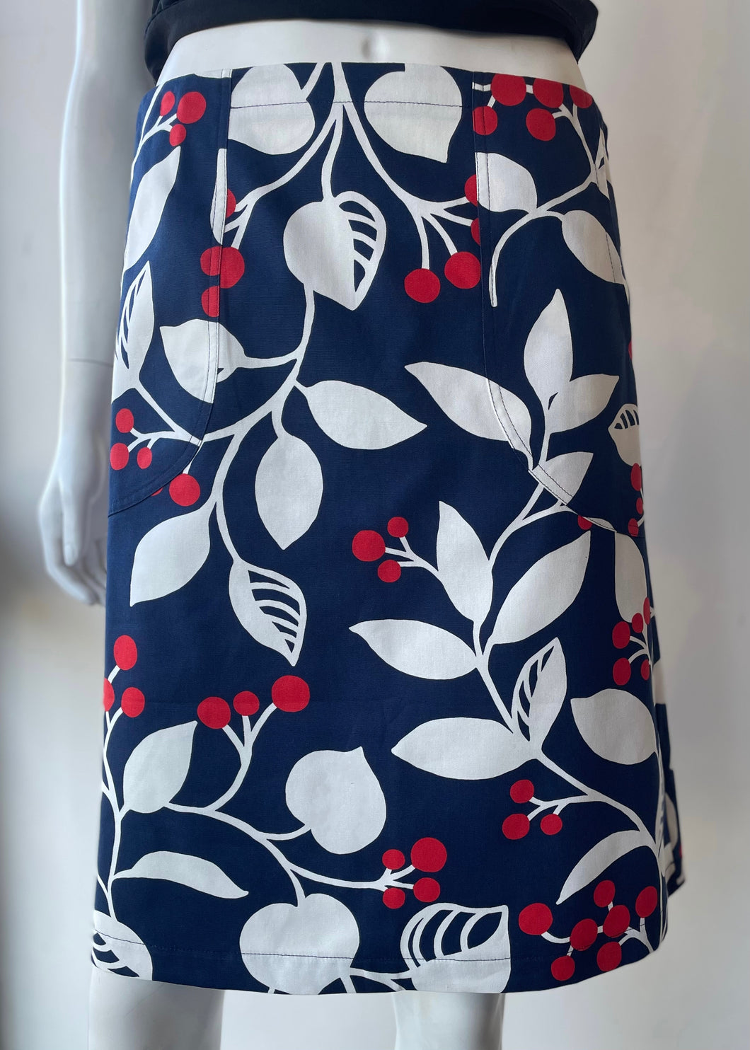 Berries, A-line skirt - Navy