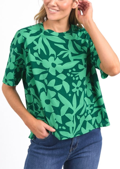 Stencil Floral Tee - Green