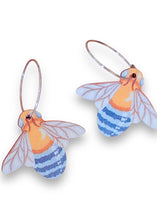 Load image into Gallery viewer, Blue Banded Bee Earrings