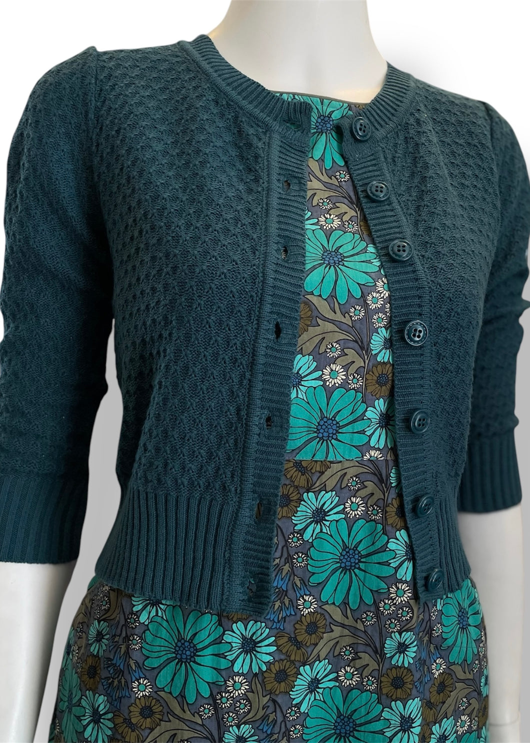 3/4 Sleeve Cardi - Peacock