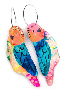 Budgie Earring - Blue/Green