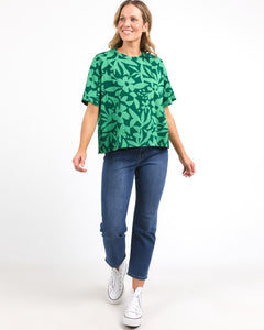 Stencil Floral Tee - Green