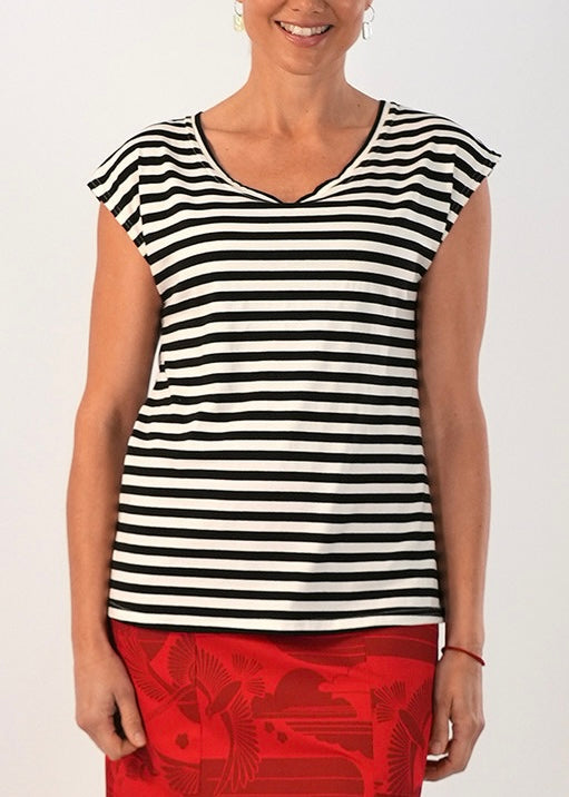 Bobby Top - Blk/Wh Stripe