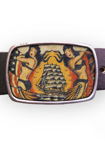 Ship Tattoo Belt Buckle