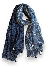 Load image into Gallery viewer, Cotton Scarf - Indigo Block