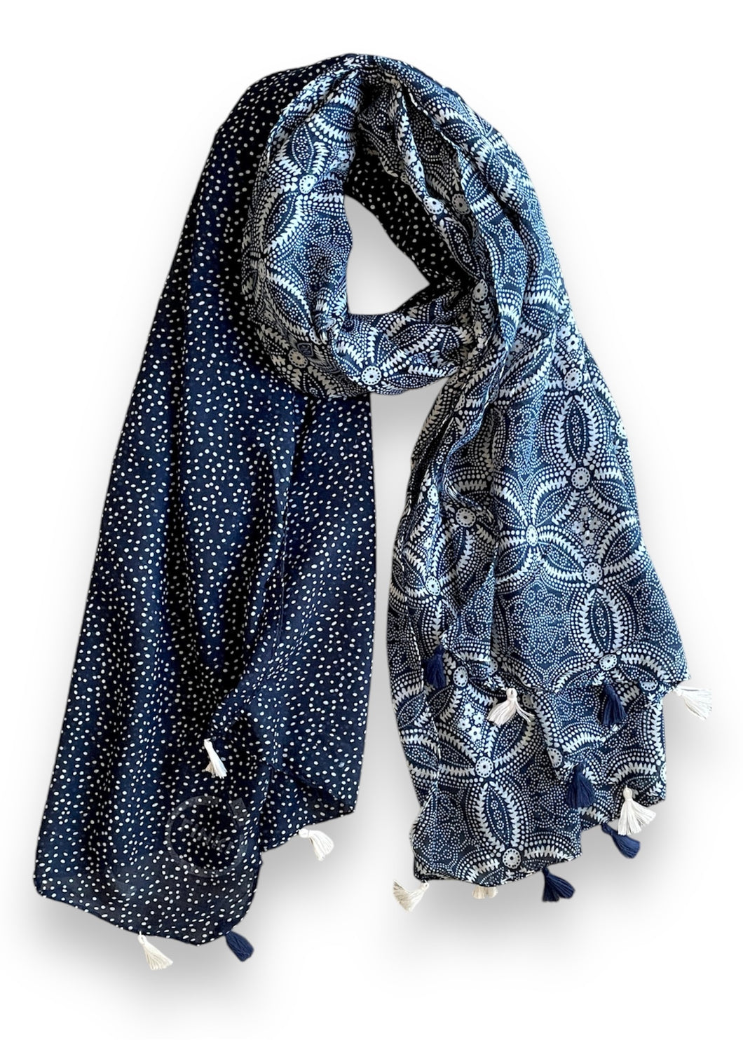 Cotton Scarf - Indigo Block