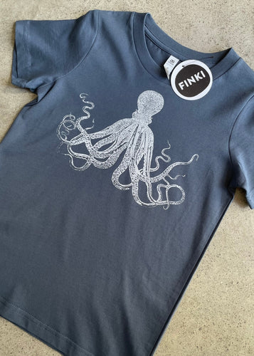 Kids tee - Octopus/Blue