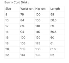 Load image into Gallery viewer, Bunnies, Cord A-line Skirt