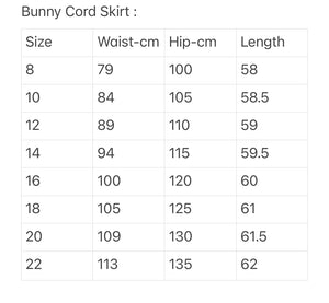 Bunnies, Cord A-line Skirt